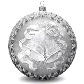 Set of 2 silver Christmas balls "Bells and a Winter fairy tale"